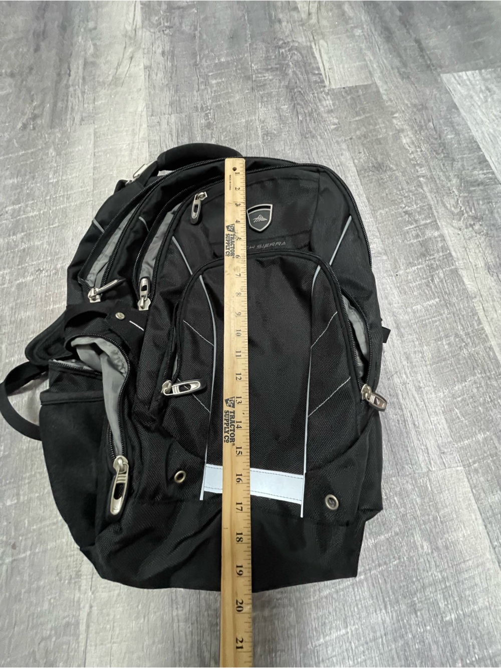 High Sierra Fly-By Laptop Backpack Airflow Black 7 Zipped Pockets